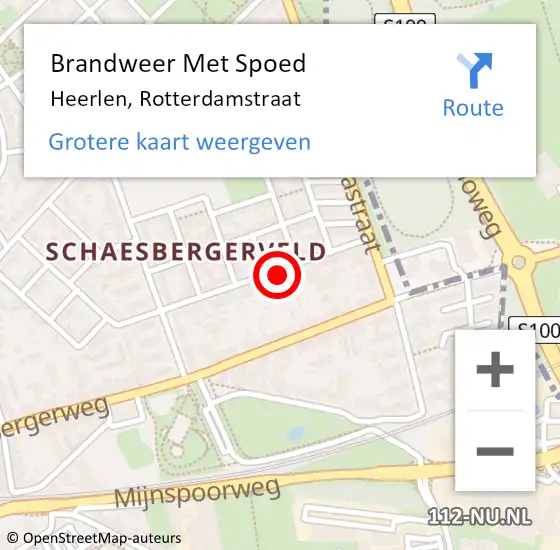 Locatie op kaart van de 112 melding: Brandweer Met Spoed Naar Heerlen, Rotterdamstraat op 22 februari 2018 12:21