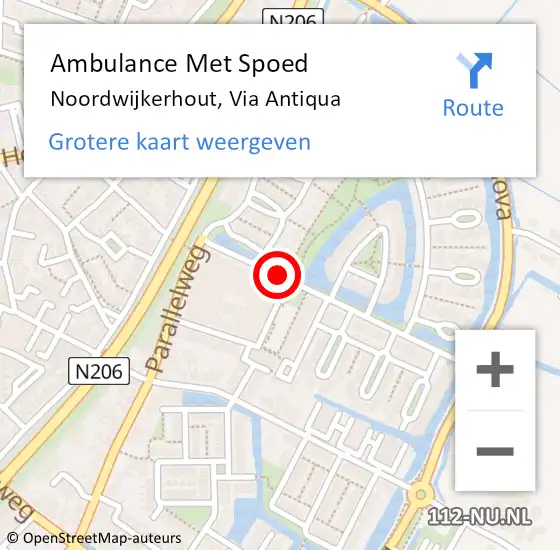 Locatie op kaart van de 112 melding: Ambulance Met Spoed Naar Noordwijkerhout, Via Antiqua op 22 februari 2018 12:26