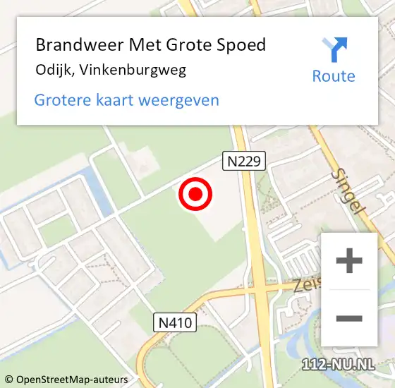 Locatie op kaart van de 112 melding: Brandweer Met Grote Spoed Naar Odijk, Vinkenburgweg op 22 februari 2018 12:44