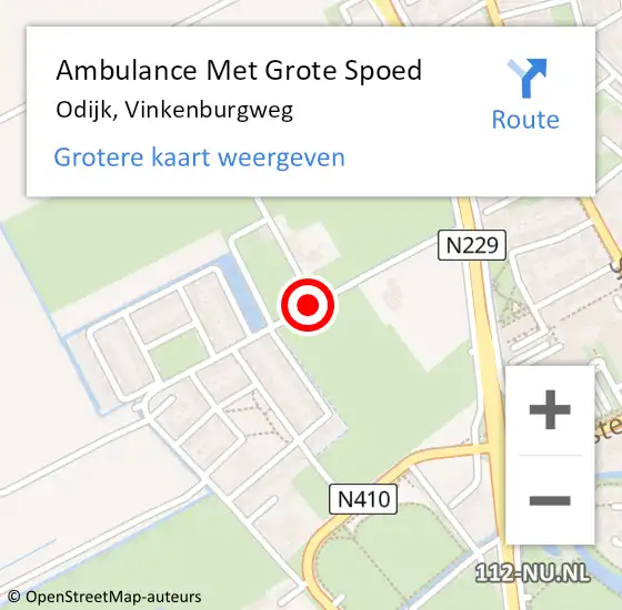 Locatie op kaart van de 112 melding: Ambulance Met Grote Spoed Naar Odijk, Vinkenburgweg op 22 februari 2018 12:47