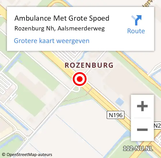 Locatie op kaart van de 112 melding: Ambulance Met Grote Spoed Naar Rozenburg Nh, Aalsmeerderweg op 22 februari 2018 13:33