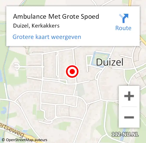 Locatie op kaart van de 112 melding: Ambulance Met Grote Spoed Naar Duizel, Kerkakkers op 22 februari 2018 15:40