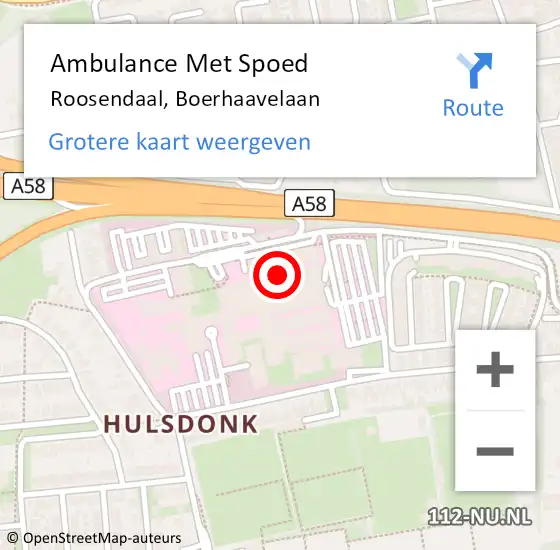 Locatie op kaart van de 112 melding: Ambulance Met Spoed Naar Roosendaal, Boerhaavelaan op 22 februari 2018 16:03