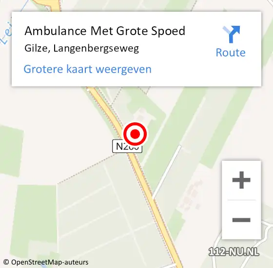 Locatie op kaart van de 112 melding: Ambulance Met Grote Spoed Naar Gilze, Langenbergseweg op 22 februari 2018 19:34