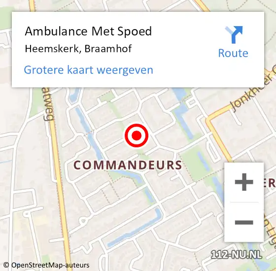 Locatie op kaart van de 112 melding: Ambulance Met Spoed Naar Heemskerk, Braamhof op 22 februari 2018 22:11