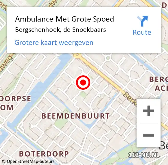 Locatie op kaart van de 112 melding: Ambulance Met Grote Spoed Naar Bergschenhoek, de Snoekbaars op 23 februari 2018 00:37