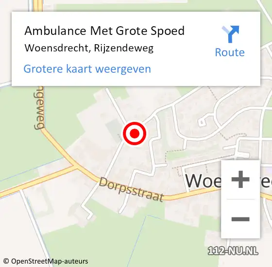 Locatie op kaart van de 112 melding: Ambulance Met Grote Spoed Naar Woensdrecht, Rijzendeweg op 23 februari 2018 01:12