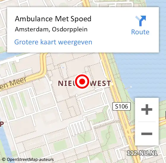 Locatie op kaart van de 112 melding: Ambulance Met Spoed Naar Amsterdam, Osdorpplein op 23 februari 2018 01:23