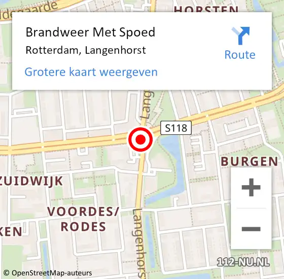 Locatie op kaart van de 112 melding: Brandweer Met Spoed Naar Rotterdam, Langenhorst op 23 februari 2018 04:18