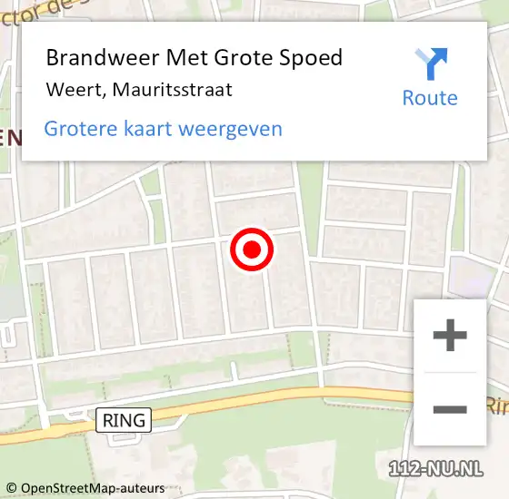 Locatie op kaart van de 112 melding: Brandweer Met Grote Spoed Naar Weert, Mauritsstraat op 23 februari 2018 04:24