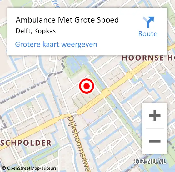 Locatie op kaart van de 112 melding: Ambulance Met Grote Spoed Naar Delft, Kopkas op 23 februari 2018 05:32