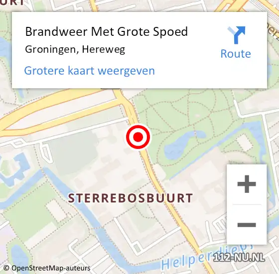Locatie op kaart van de 112 melding: Brandweer Met Grote Spoed Naar Groningen, Hereweg op 23 februari 2018 05:57