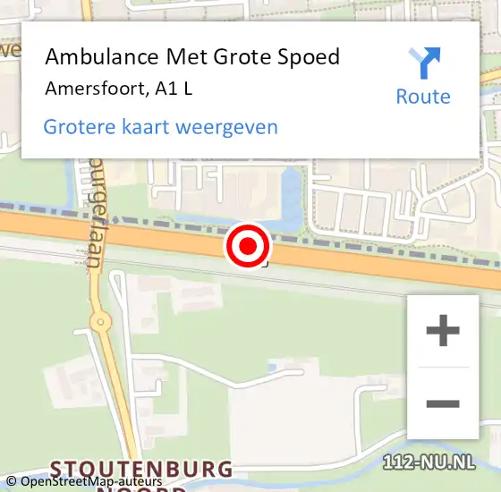 Locatie op kaart van de 112 melding: Ambulance Met Grote Spoed Naar Amersfoort, A1 L op 23 februari 2018 06:46