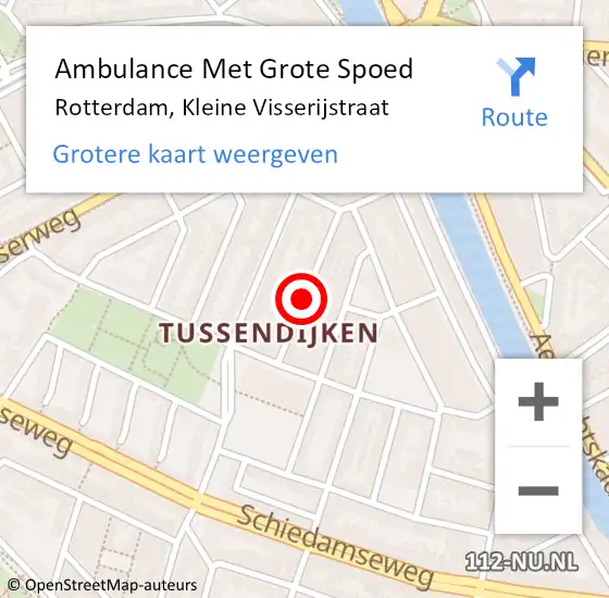 Locatie op kaart van de 112 melding: Ambulance Met Grote Spoed Naar Rotterdam, Kleine Visserijstraat op 23 februari 2018 07:17