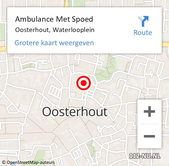 Locatie op kaart van de 112 melding: Ambulance Met Spoed Naar Oosterhout, Waterlooplein op 23 februari 2018 07:18