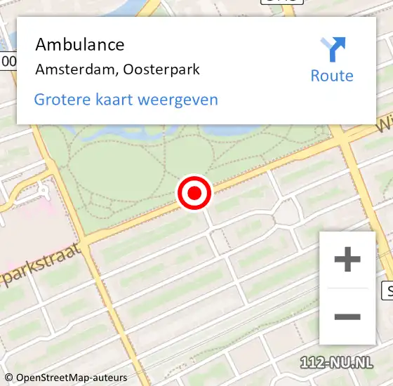 Locatie op kaart van de 112 melding: Ambulance Amsterdam, Oosterpark op 23 februari 2018 07:22