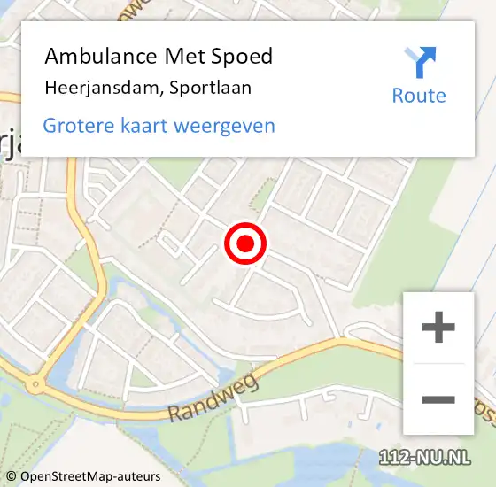 Locatie op kaart van de 112 melding: Ambulance Met Spoed Naar Heerjansdam, Sportlaan op 23 februari 2018 07:28