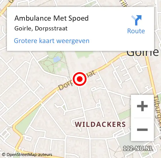 Locatie op kaart van de 112 melding: Ambulance Met Spoed Naar Goirle, Dorpsstraat op 23 februari 2018 07:30