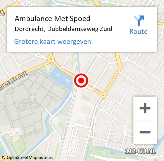 Locatie op kaart van de 112 melding: Ambulance Met Spoed Naar Dordrecht, Dubbeldamseweg Zuid op 23 februari 2018 07:31