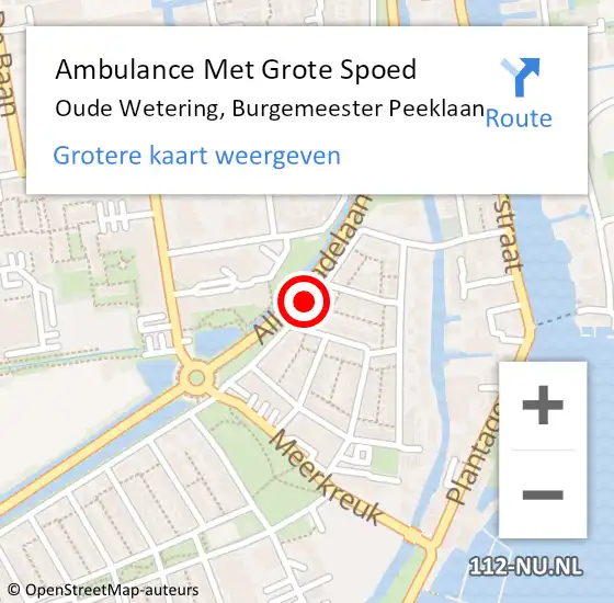 Locatie op kaart van de 112 melding: Ambulance Met Grote Spoed Naar Oude Wetering, Burgemeester Peeklaan op 23 februari 2018 09:49