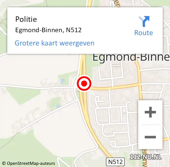 Locatie op kaart van de 112 melding: Politie Egmond-Binnen, N512 op 23 februari 2018 12:18