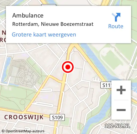 Locatie op kaart van de 112 melding: Ambulance Rotterdam, Nieuwe Boezemstraat op 23 februari 2018 13:22
