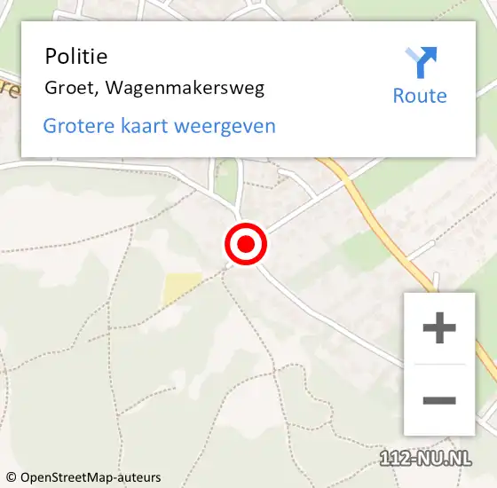 Locatie op kaart van de 112 melding: Politie Groet, Wagenmakersweg op 23 februari 2018 13:55