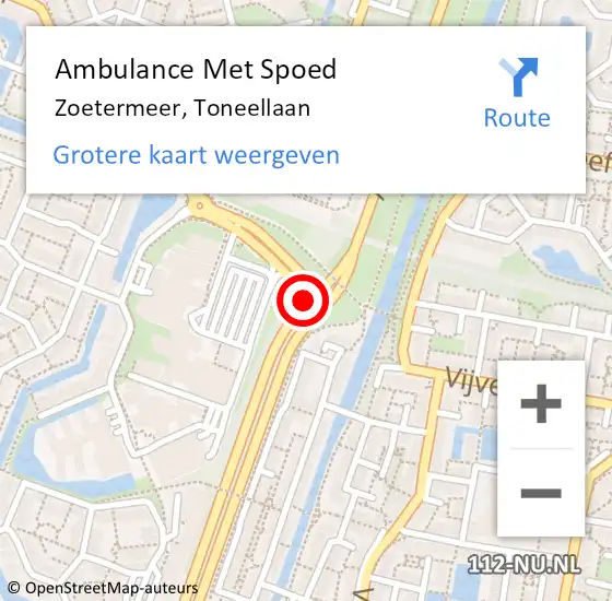 Locatie op kaart van de 112 melding: Ambulance Met Spoed Naar Zoetermeer, Toneellaan op 23 februari 2018 16:02