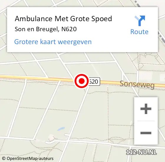 Locatie op kaart van de 112 melding: Ambulance Met Grote Spoed Naar Son en Breugel, N620 op 23 februari 2018 17:01