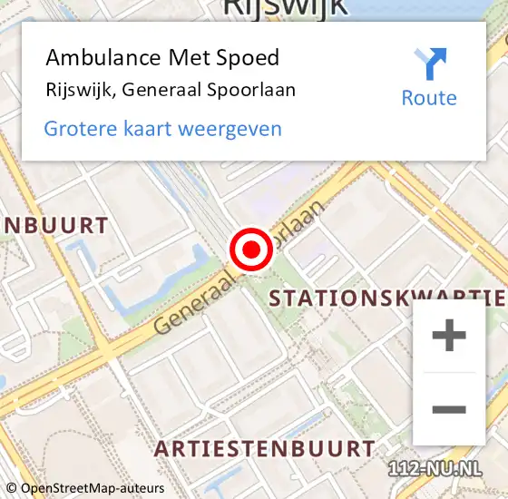 Locatie op kaart van de 112 melding: Ambulance Met Spoed Naar Rijswijk, Generaal Spoorlaan op 23 februari 2018 18:11