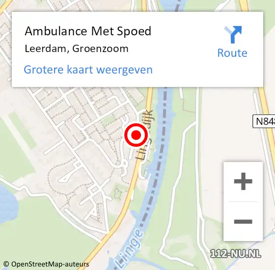 Locatie op kaart van de 112 melding: Ambulance Met Spoed Naar Leerdam, Groenzoom op 23 februari 2018 18:38