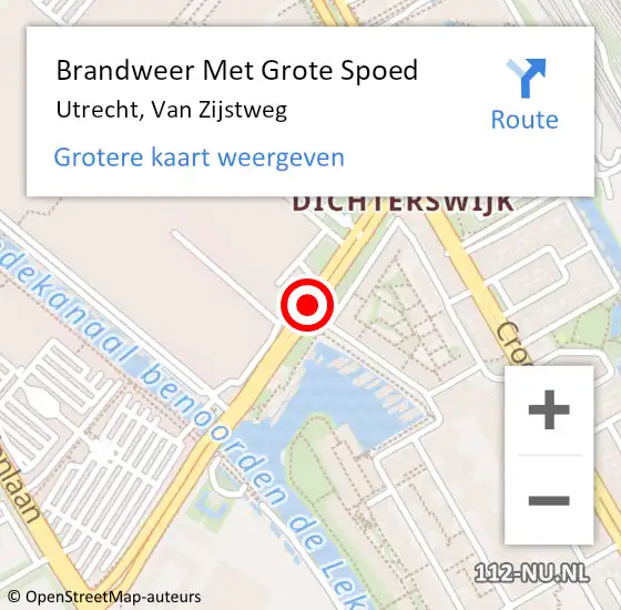Locatie op kaart van de 112 melding: Brandweer Met Grote Spoed Naar Utrecht, Van Zijstweg op 23 februari 2018 19:44