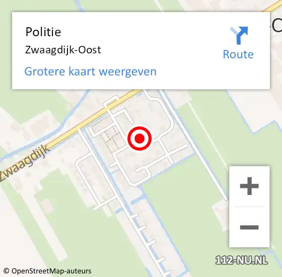 Locatie op kaart van de 112 melding: Politie Zwaagdijk-Oost op 23 februari 2018 21:00