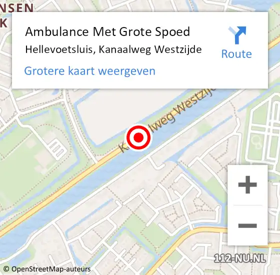 Locatie op kaart van de 112 melding: Ambulance Met Grote Spoed Naar Hellevoetsluis, Kanaalweg Westzijde op 23 februari 2018 22:56