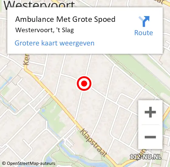 Locatie op kaart van de 112 melding: Ambulance Met Grote Spoed Naar Westervoort, 'T Slag op 24 februari 2018 00:09