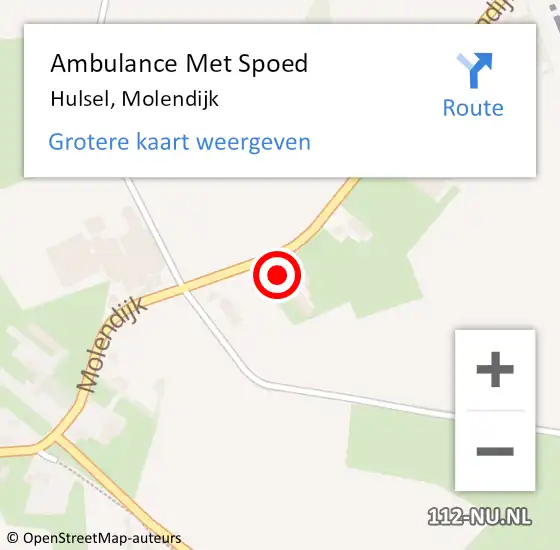 Locatie op kaart van de 112 melding: Ambulance Met Spoed Naar Hulsel, Molendijk op 24 februari 2018 00:28