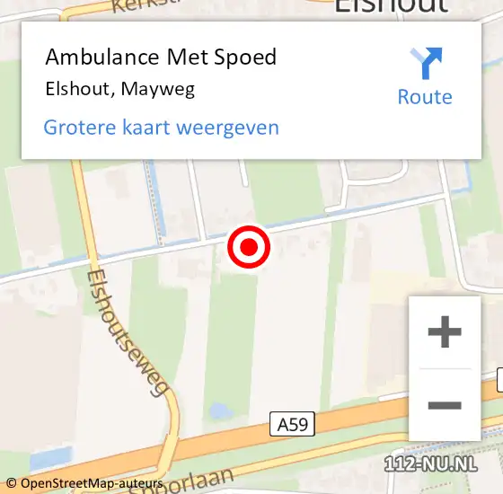 Locatie op kaart van de 112 melding: Ambulance Met Spoed Naar Elshout, Mayweg op 24 februari 2018 00:34