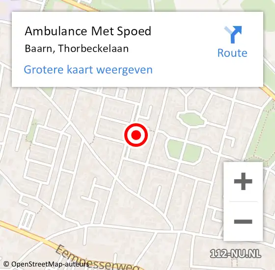 Locatie op kaart van de 112 melding: Ambulance Met Spoed Naar Baarn, Thorbeckelaan op 24 februari 2018 07:32