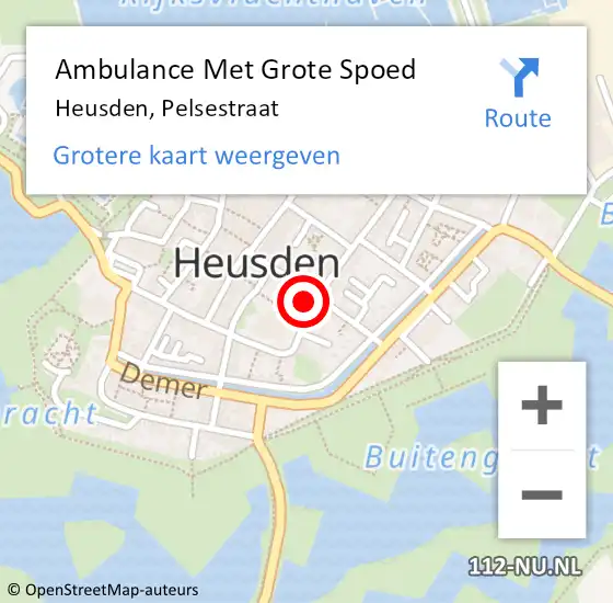 Locatie op kaart van de 112 melding: Ambulance Met Grote Spoed Naar Heusden, Pelsestraat op 24 februari 2018 09:05