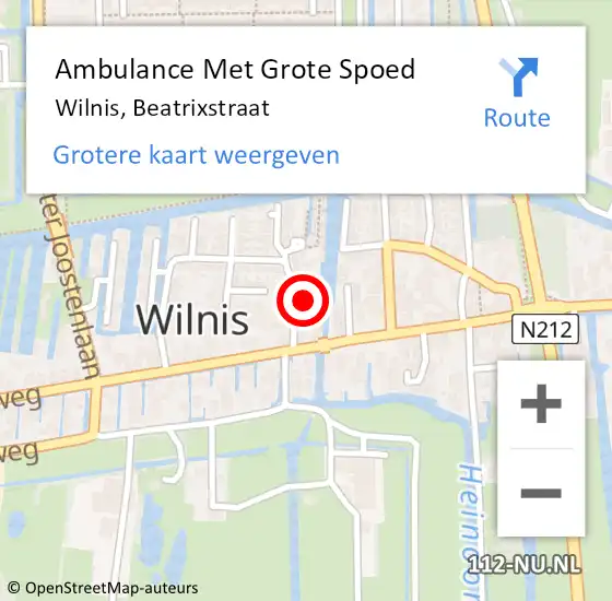 Locatie op kaart van de 112 melding: Ambulance Met Grote Spoed Naar Wilnis, Beatrixstraat op 24 februari 2018 09:43