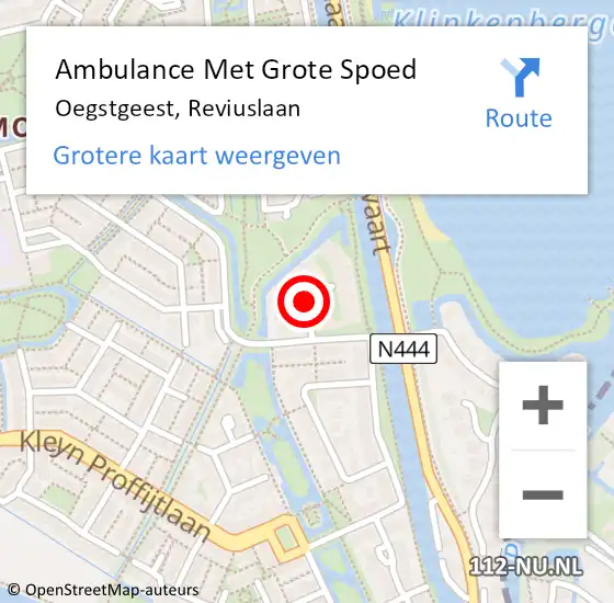 Locatie op kaart van de 112 melding: Ambulance Met Grote Spoed Naar Oegstgeest, Reviuslaan op 24 februari 2018 10:20