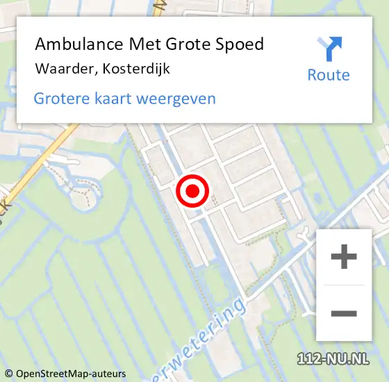 Locatie op kaart van de 112 melding: Ambulance Met Grote Spoed Naar Waarder, Kosterdijk op 24 februari 2018 10:34