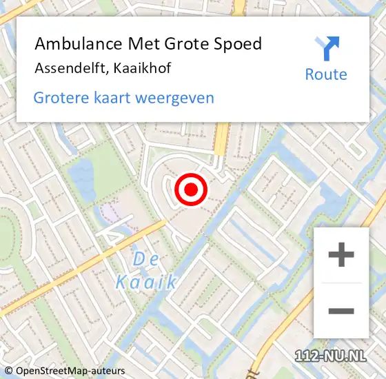 Locatie op kaart van de 112 melding: Ambulance Met Grote Spoed Naar Assendelft, Kaaikhof op 24 februari 2018 11:56