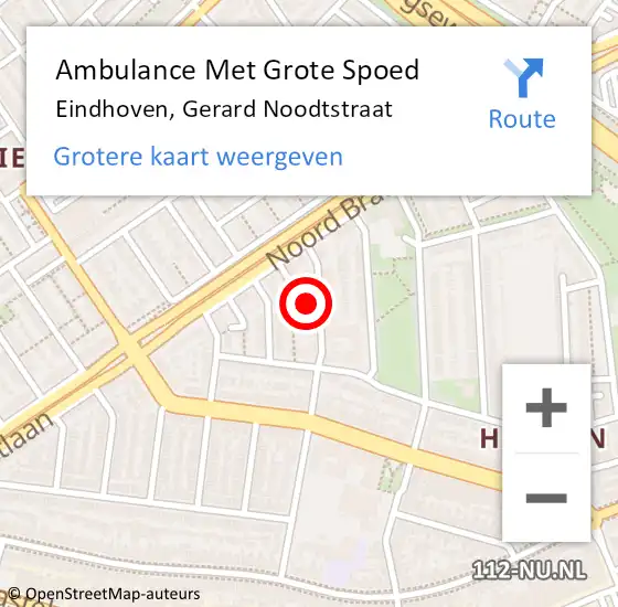 Locatie op kaart van de 112 melding: Ambulance Met Grote Spoed Naar Eindhoven, Gerard Noodtstraat op 24 februari 2018 13:28