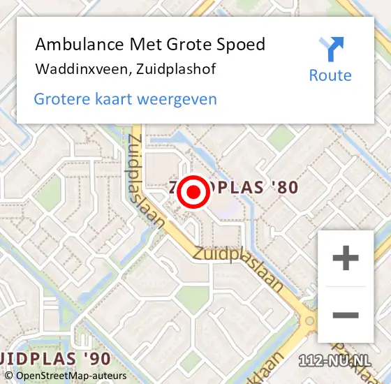 Locatie op kaart van de 112 melding: Ambulance Met Grote Spoed Naar Waddinxveen, Zuidplashof op 24 februari 2018 14:21
