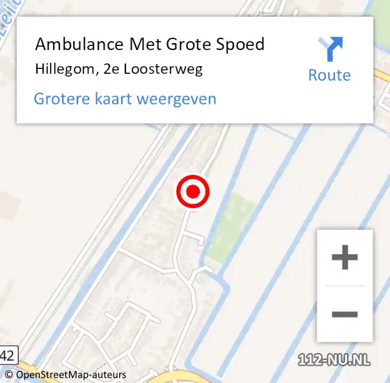 Locatie op kaart van de 112 melding: Ambulance Met Grote Spoed Naar Hillegom, 2e Loosterweg op 24 februari 2018 16:00