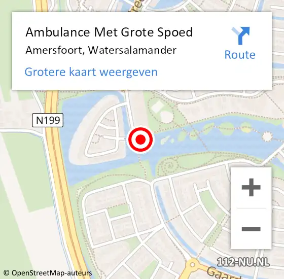 Locatie op kaart van de 112 melding: Ambulance Met Grote Spoed Naar Amersfoort, Watersalamander op 24 februari 2018 16:07
