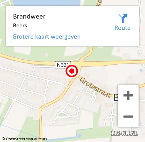 Locatie op kaart van de 112 melding: Brandweer Beers Nb op 24 februari 2018 16:44