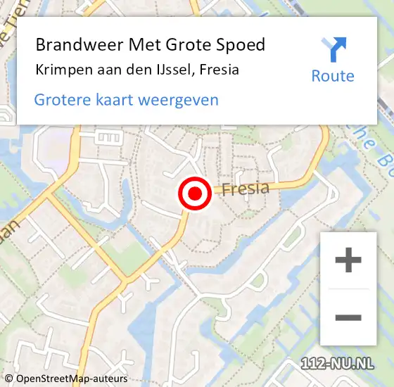Locatie op kaart van de 112 melding: Brandweer Met Grote Spoed Naar Krimpen aan den IJssel, Fresia op 24 februari 2018 17:19