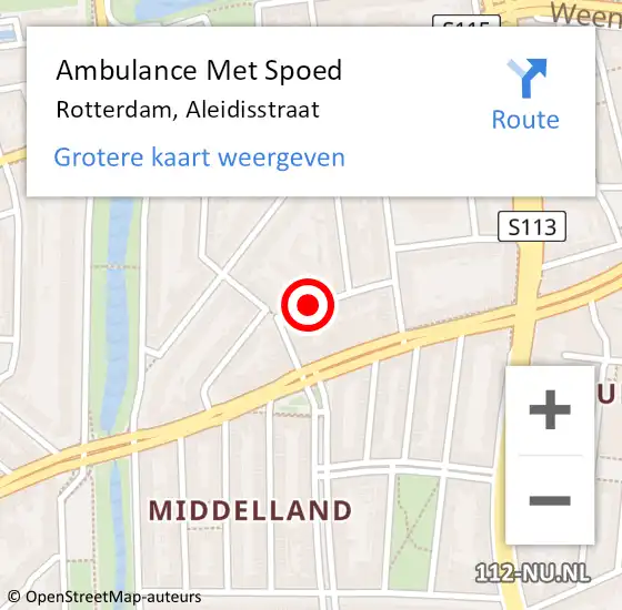 Locatie op kaart van de 112 melding: Ambulance Met Spoed Naar Rotterdam, Aleidisstraat op 24 februari 2018 18:23
